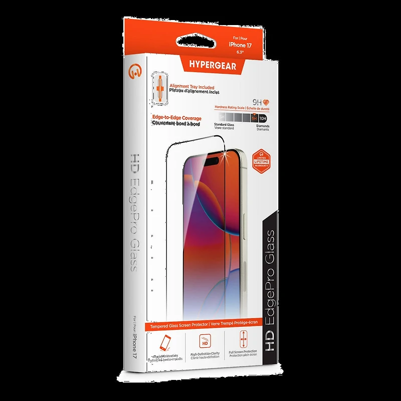 iPhone 17 HyperGear Edge-to-Edge Glass Screen Protector w/Installation Applicator Tray