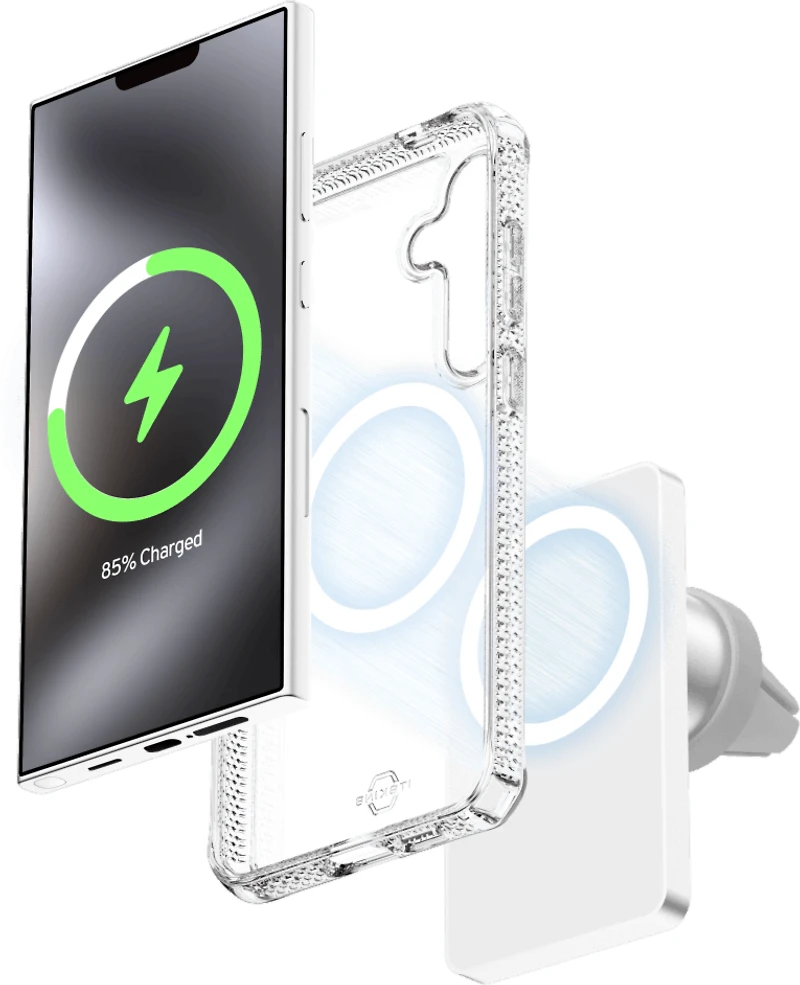 ITSKINS SGZRHMACRTRSP Étui Hybrid_R Clear Compatible avec MagSafe Transparent pour Samsung Galaxy S25