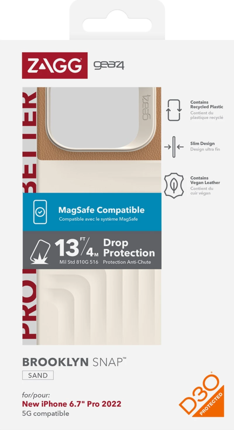 GEAR4 - iPhone 14 Pro Max Gear4 D3O Brooklyn Snap Case - Sand
