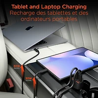 Chargeur de voiture HyperGear SpeedBoost 77 W à double port USB-C et double port USB-A CLA à recharge rapide - Noir