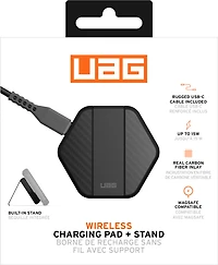 Rugged Wireless Charging Pad with Kickstand and USB-C Cable for MagSafe 15W Black/Carbon Fiber