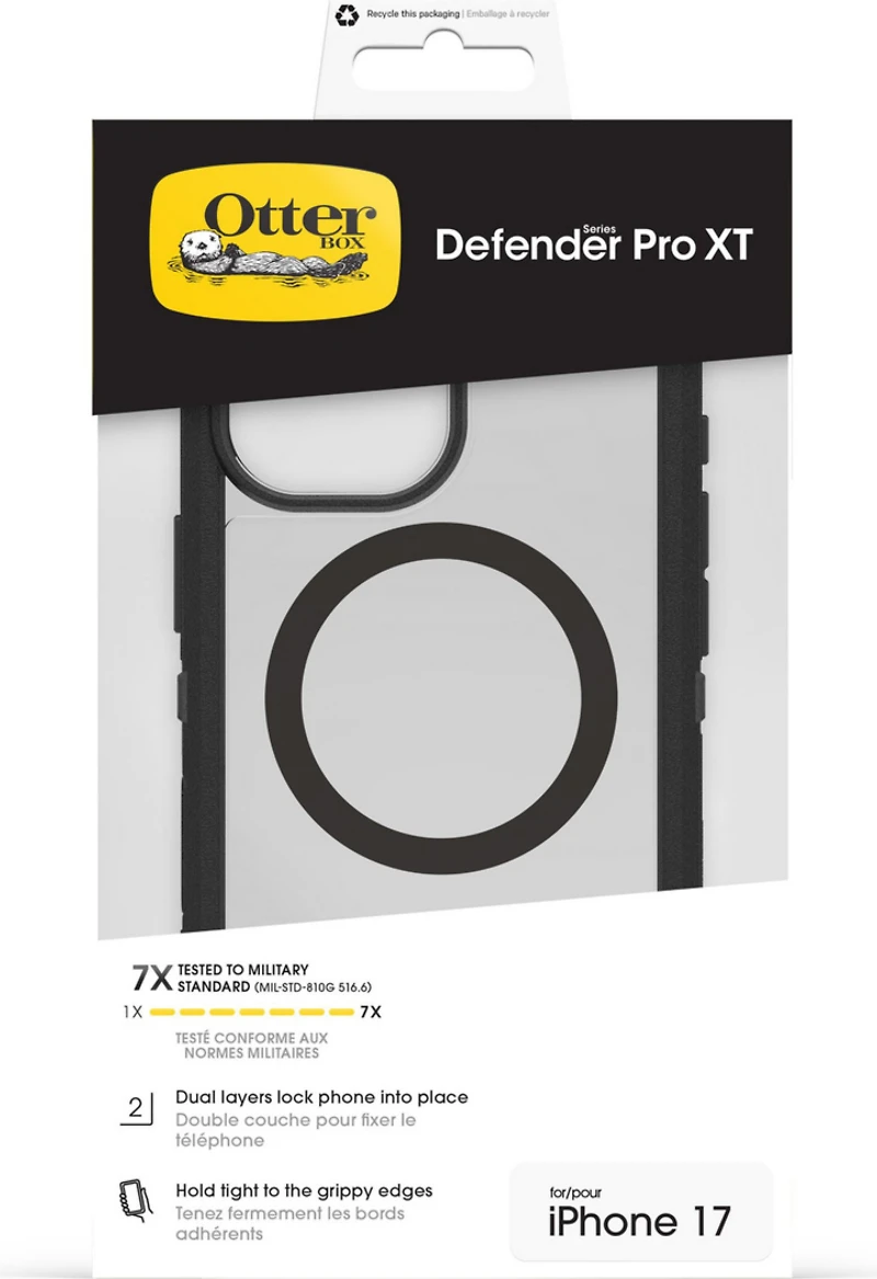OtterBox 7798439 Étui Defender Pro XT Clear MagSafe avec Contrôle de la Caméra Dark Side (Noir) pour iPhone 17