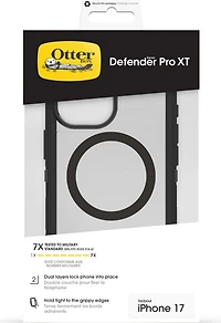 OtterBox 7798439 Étui Defender Pro XT Clear MagSafe avec Contrôle de la Caméra Dark Side (Noir) pour iPhone 17