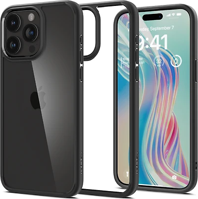 Spigen Crystal Hybrid pour iPhone 15 Pro- Noir Mat