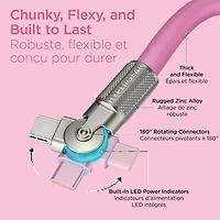 HyperGear 6 ft. 180cm USB-C to USB-C Chunky 180 Rugged Cable w/Rotating Connectors