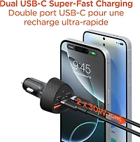HyperGear SpeedBoost 77W Dual USB-C + Dual USB-A CLA Fast Charge Car Charger - Black