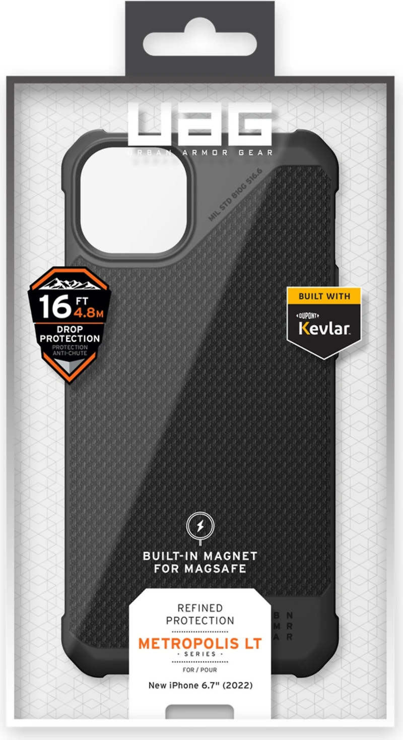 UAG - iPhone 14 Plus UAG Metropolis LT MagSafe Case - Kevlar Black