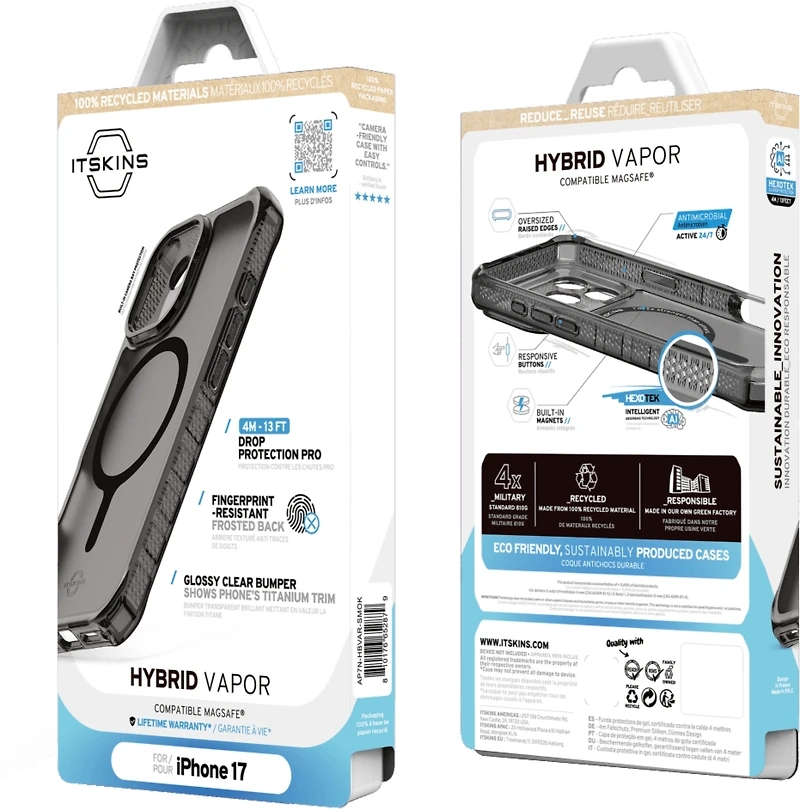 ITSKINS AP7NHBVARSMOK Étui Hybrid_R Vapor MagSafe Smoke pour iPhone 17