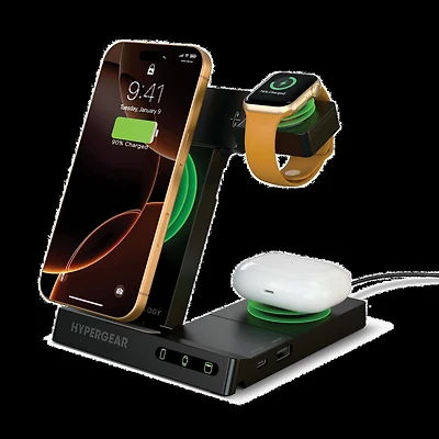 HyperGear 6-in-1 Foldable Wireless Charging Stand Compatible with Samsung & Apple Watch