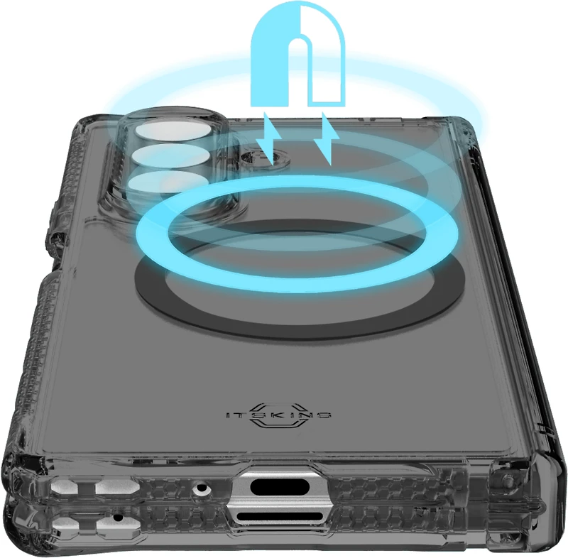 ITSKINS - Hybrid_R Clear Hinge MagSafe Case for Samsung Galaxy Z Fold7 - Smoke And Transparent