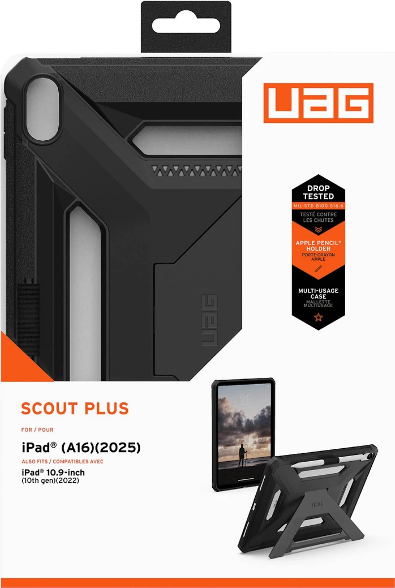 UAG - Scout+ Case with Kickstand for iPad 11 2025 (11th Gen)/iPad 10.9 2022 (10th Gen) - Black