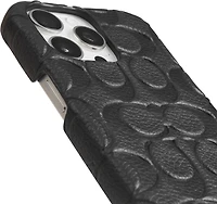 iPhone 15 Pro Max Coach Leather Slim Wrap Signature C Case - Black Emboss