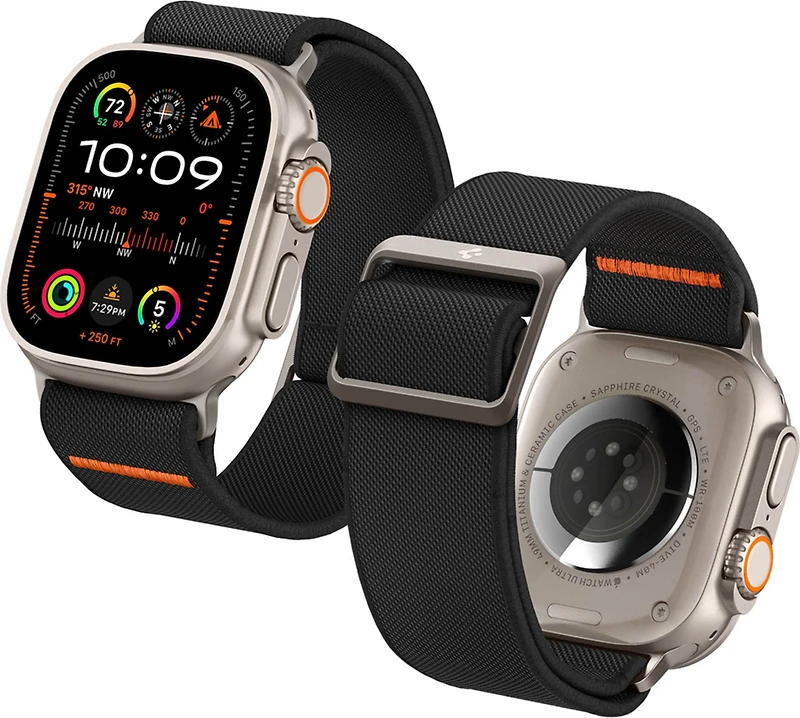 Spigen Lite Fit Ultra Strap Apple Watch 42/44/45/49mm Série 1-8/SE/Ultra-Noir
