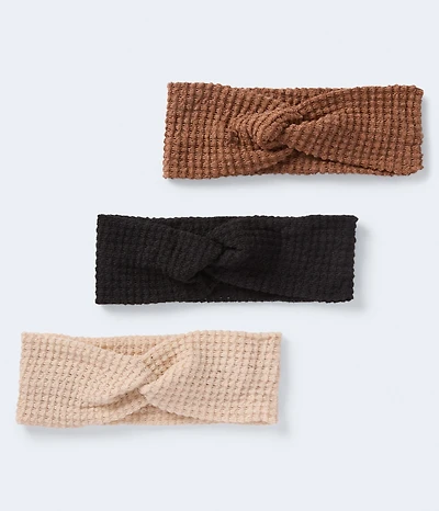 Neutral Waffle Headwrap Headband 3-Pack