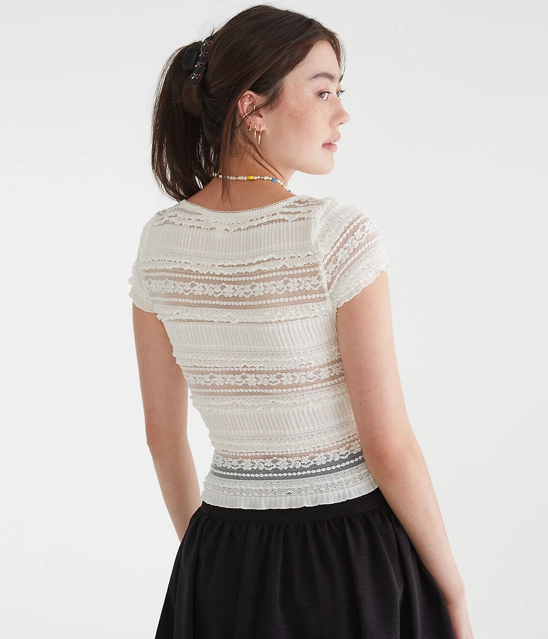 Textured Lace V-Neck Top