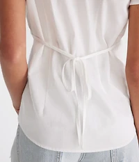 Short Sleeve Poplin Tie-Back Shirt
