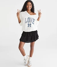 Love Oversized V-Neck Crew Sweatshirt