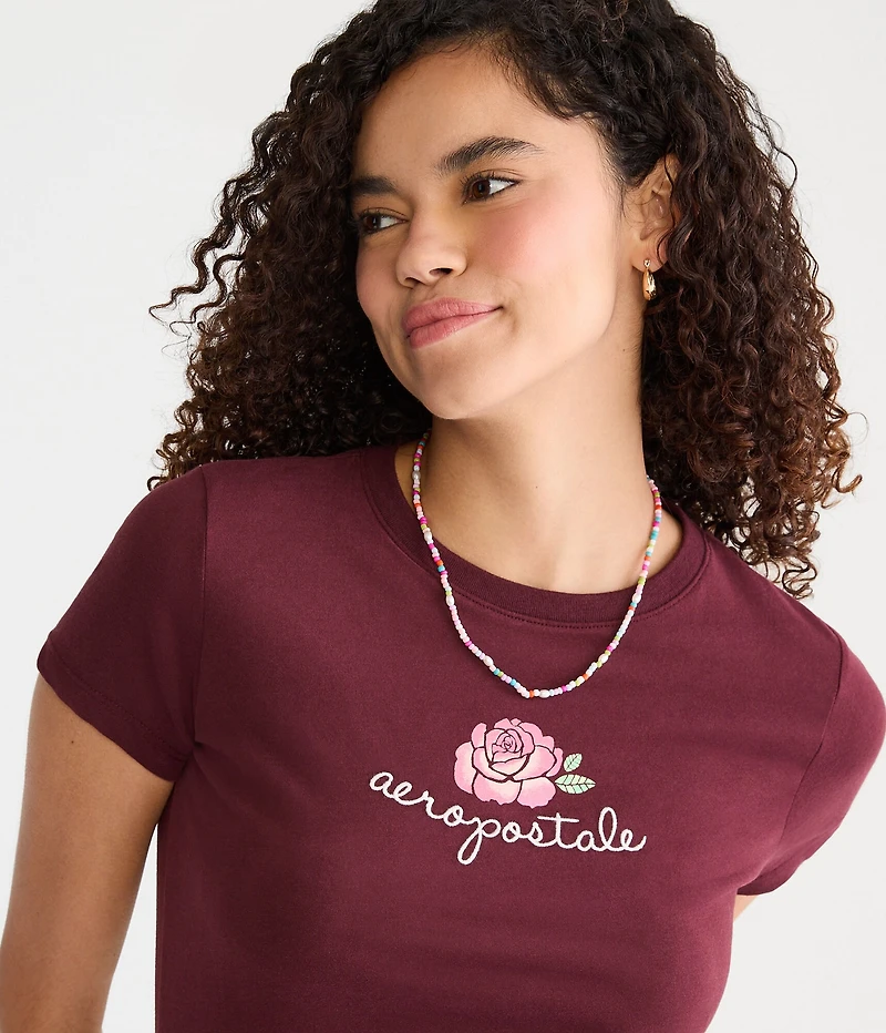 Aeropostale Script Rose Graphic Tee