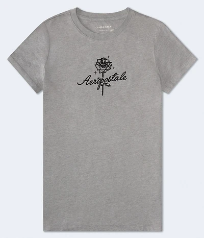 Aeropostale Rose Flocked Graphic Tee
