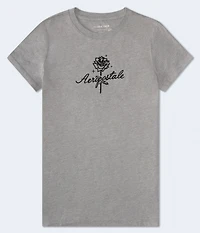 Aeropostale Rose Flocked Graphic Tee