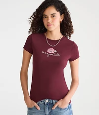 Aeropostale Script Rose Graphic Tee
