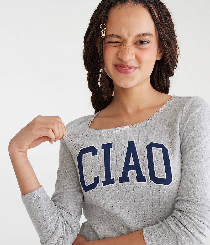 Long Sleeve Ciao Graphic Baby Tee