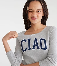 Long Sleeve Ciao Graphic Baby Tee
