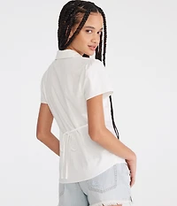 Short Sleeve Poplin Tie-Back Shirt