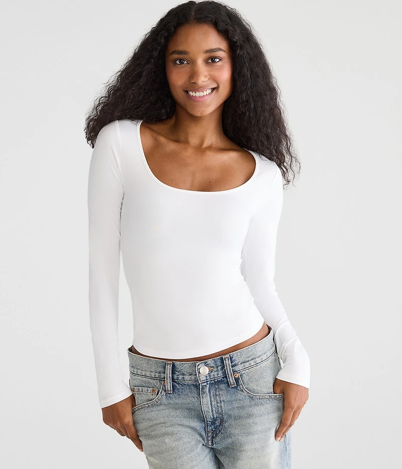 Long Sleeve Buttery Soft Scoop-Neck Tee