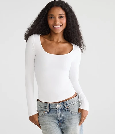 Long Sleeve Buttery Soft Scoop-Neck Tee