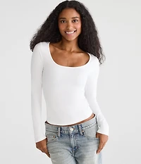 Long Sleeve Buttery Soft Scoop-Neck Tee