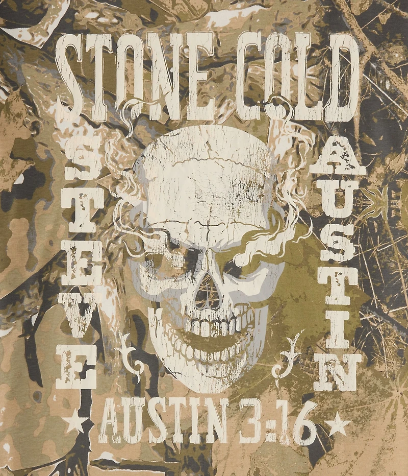 WWE Stone Cold Skull Camo Relaxed Graphic Tee