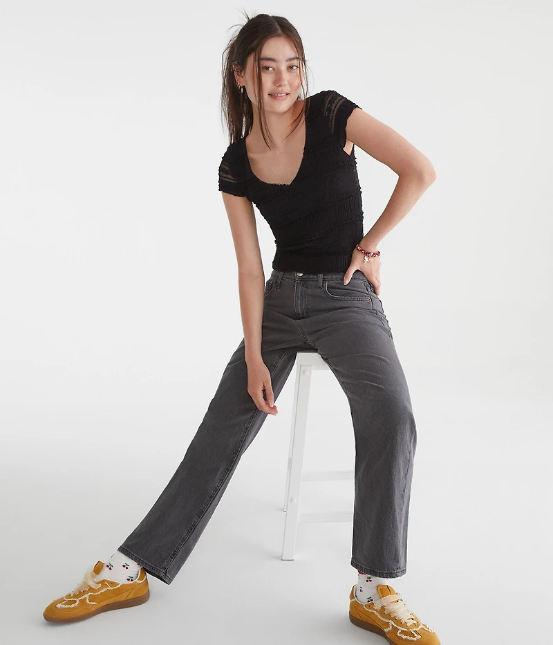 Textured Lace V-Neck Top