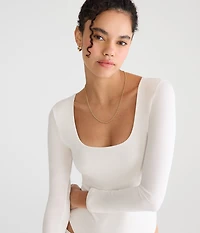Long Sleeve Buttery Soft Square-Neck Bodysuit