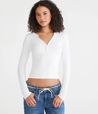 Long Sleeve Buttery Soft V-Neck Henley