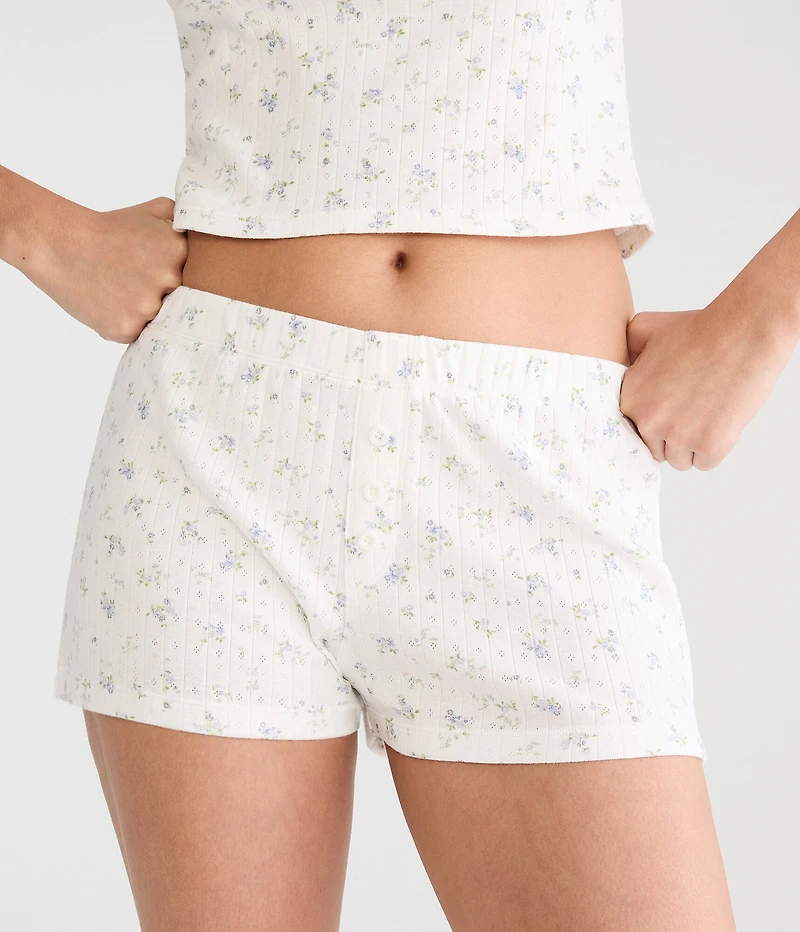 Floral Pointelle Knit Sleep Shorts