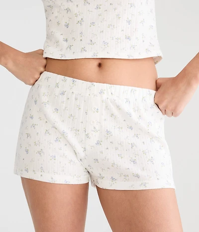 Floral Pointelle Knit Sleep Shorts
