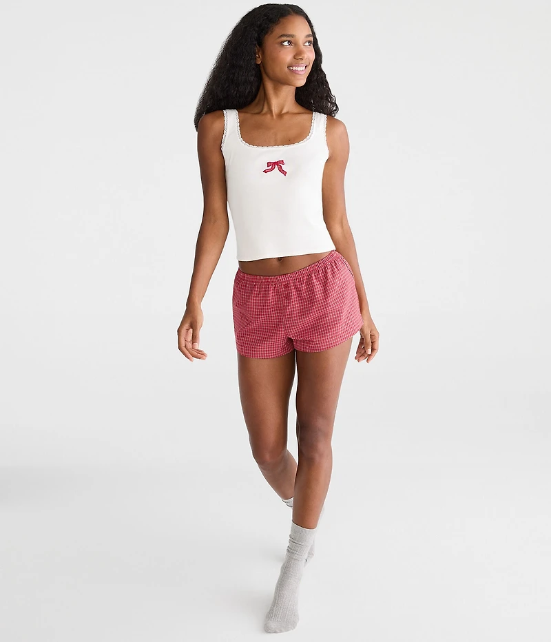 Graphic Lace-Trim Sleep Tank