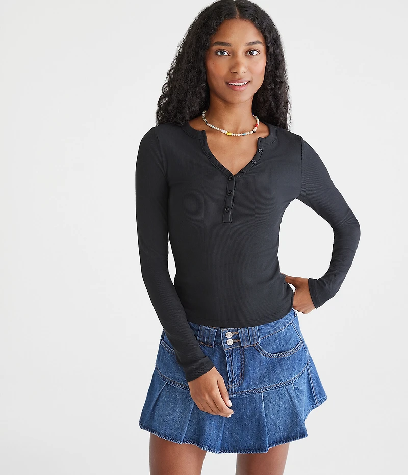 Long Sleeve Buttery Soft V-Neck Henley