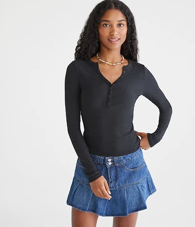 Long Sleeve Buttery Soft V-Neck Henley