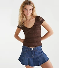 Textured Lace V-Neck Top