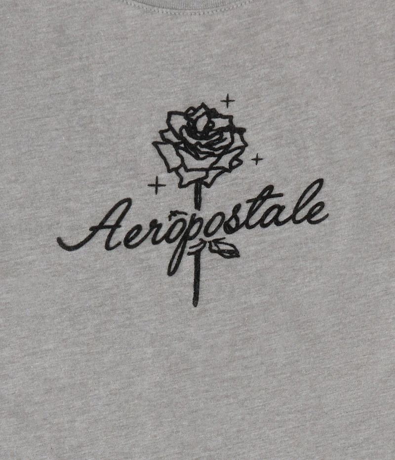 Aeropostale Rose Flocked Graphic Tee