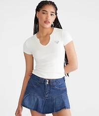 Seriously Soft Plaid Heart Notch-Neck Baby Tee