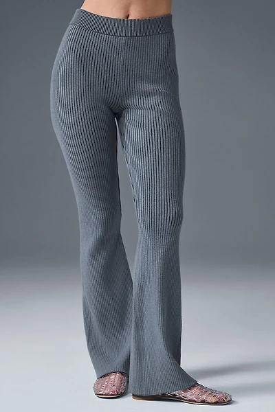 Denim Knit High-Waist Flare Pant - Steel Grey/Anthracite