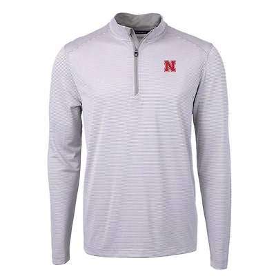 Nebraska Cutter & Buck Eco Pique Micro Stripe 1/2 Zip