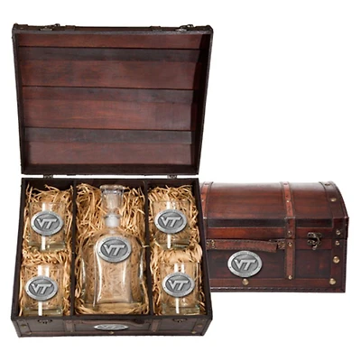 Virginia Tech Heritage Pewter Capitol Decanter Chest Set