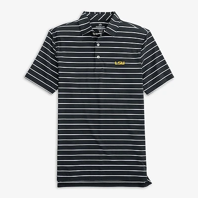 LSU Southern Tide Desmond Stripe Performance Polo