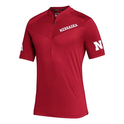 Nebraska Adidas Sideline Zip Polo