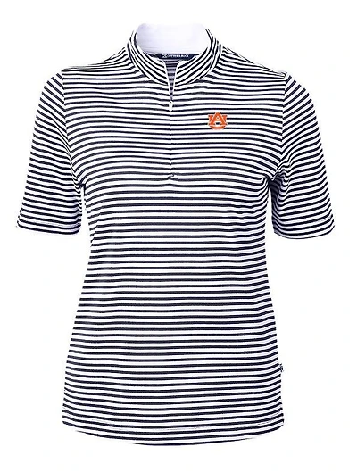 Auburn Cutter & Buck Women's Eco Pique Stripe Top