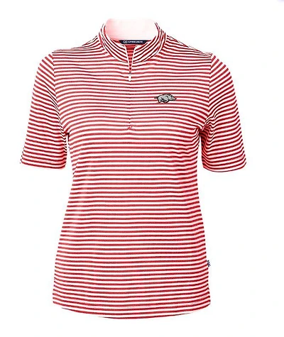 Arkansas Cutter & Buck Women's Eco Pique Stripe Top